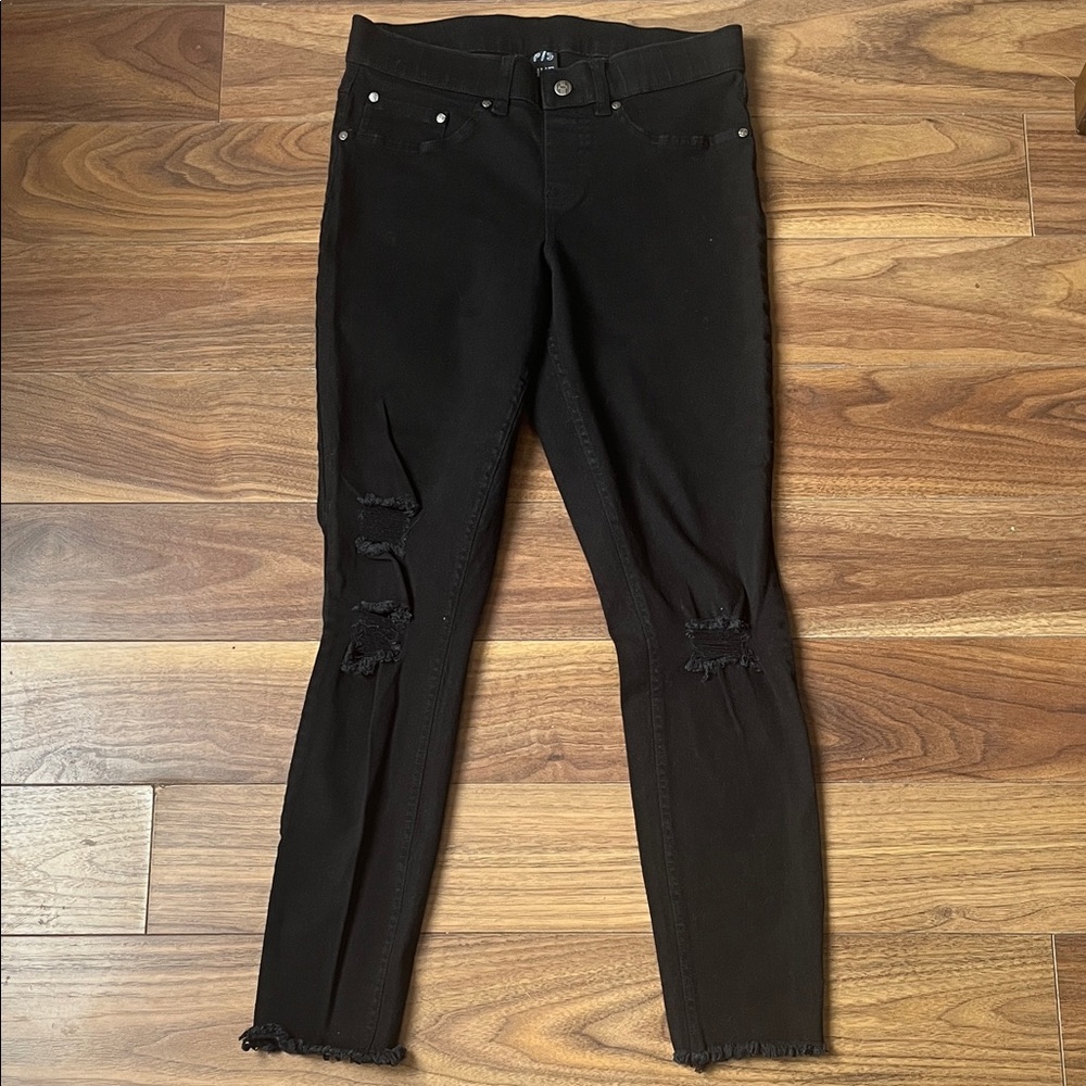 HUE Black Distressed Skinny Jeans for Women Small Denim